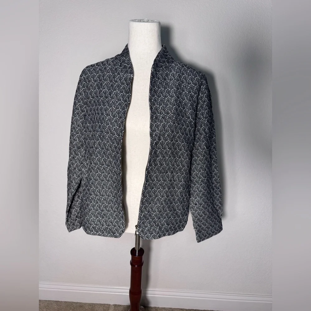 Eileen Fisher Rosette Jacquard Jacket Women's Black and White Patterned Jacket M - Picture 6 of 16
